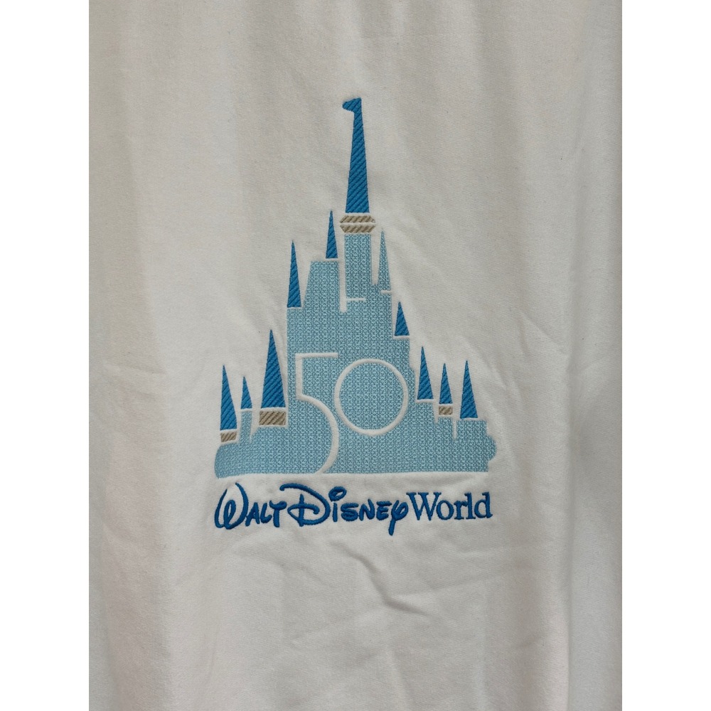 Walt Disney World 50th Anniversary White Embroidered Sweatshirt Gildan Large